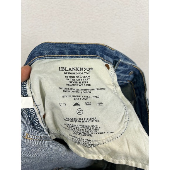 Boho Festival BLANKNYC Womens 27 Blue Distressed Tassel Trim High Rise Shorts - Picture 5 of 11